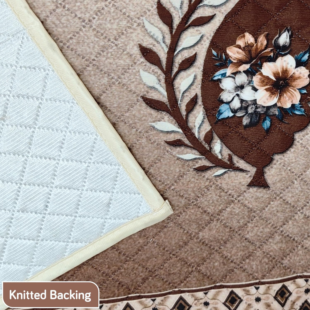 Eternal Floral Printed Quilted Fridge Top Cover with side Pockets - Ember Bloom