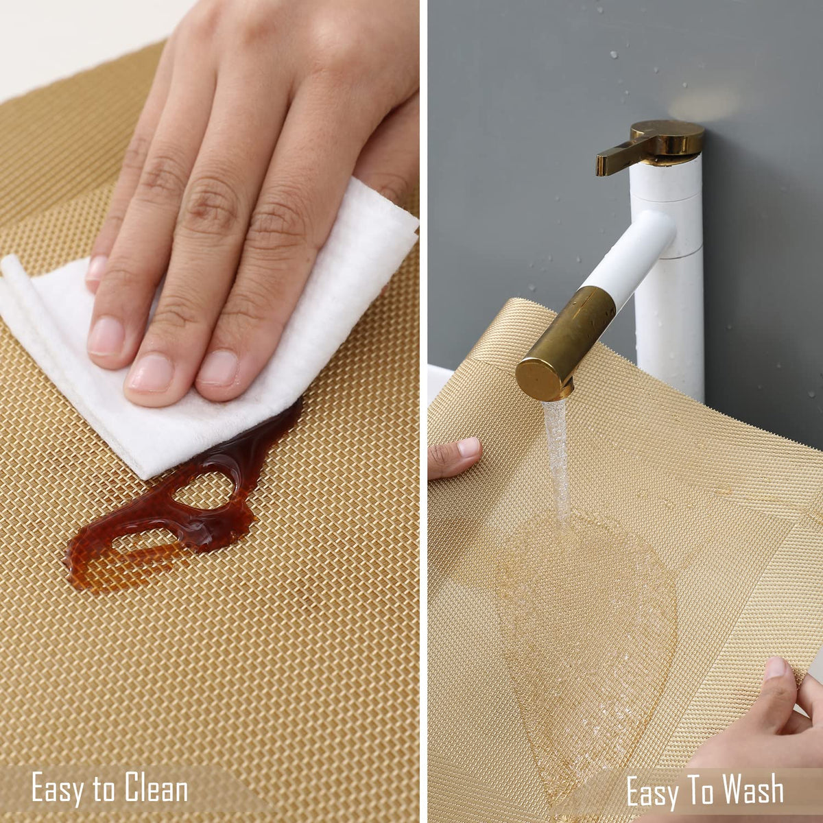 Buy Gold Colour Washable PVC Tables Runner | HOKIPO