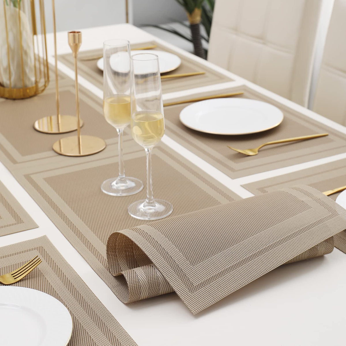 PVC Dining Table Mats, Beige