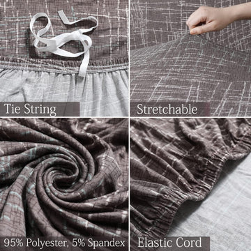 Features of Abstract Lines Brown elastic sofa cover sets