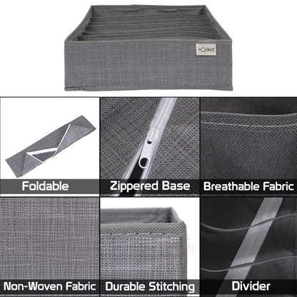 Non-Woven Fabric Undergarment Organizer Storage Box For Drawers Bra Panty Socks Tie Lingerie Organizer For Wardrobe, Grey