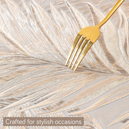 Metallic Glow Mats for Dining Table, Areca Palm Leaves - Champagne Gold
