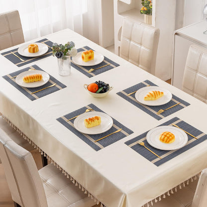 Chevron Stripes PVC Mats for Dining Table - Charcoal Blue
