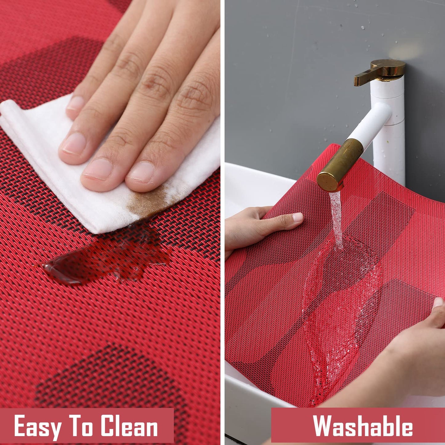 PVC Dining Table Mats, Cherry Red