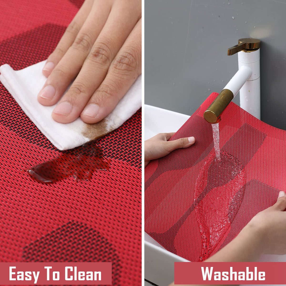 PVC Dining Table Mats, Cherry Red