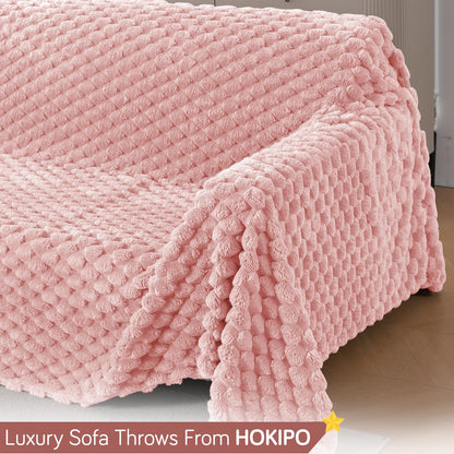 Luxury Rabbit Wool Plush Sofa Throw, Flamingo Pink