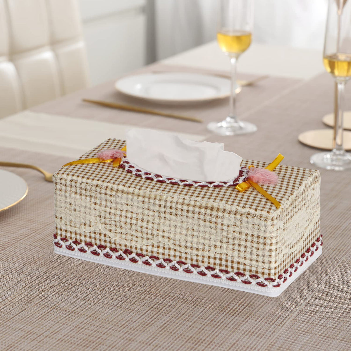 Plastic Tissue Paper Box Holder, Brown