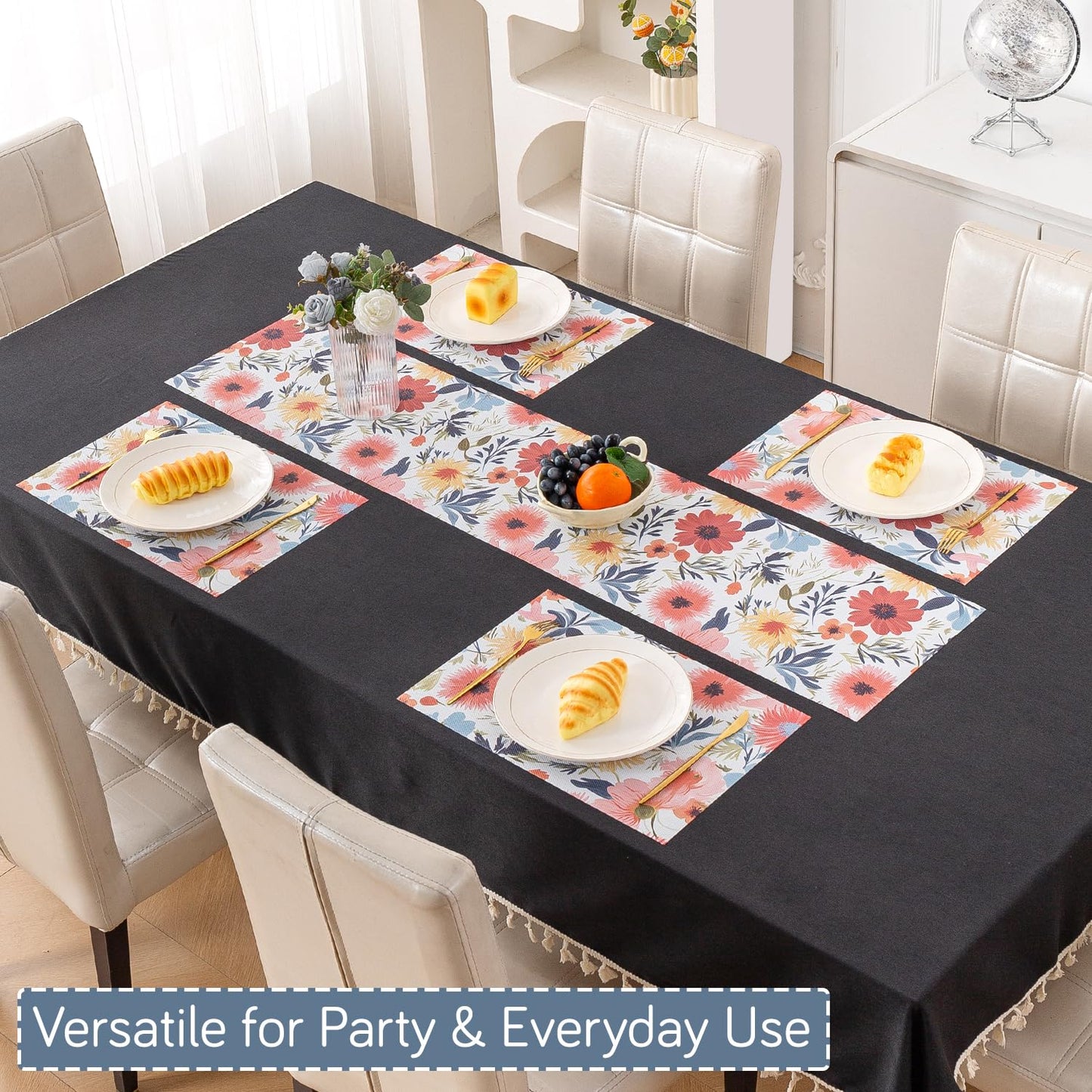 Artistic Flora PVC Washable Mats for Dining Table - Chrysanthemum