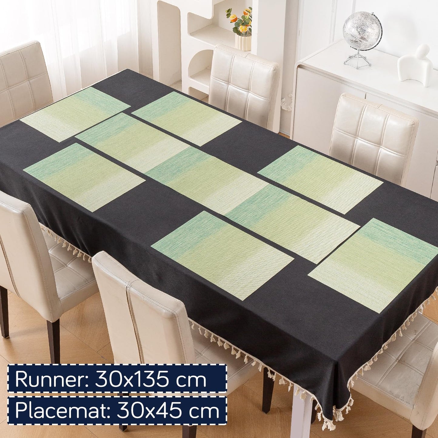 GradientHue PVC Mats for Dining Table - Meadow Mist