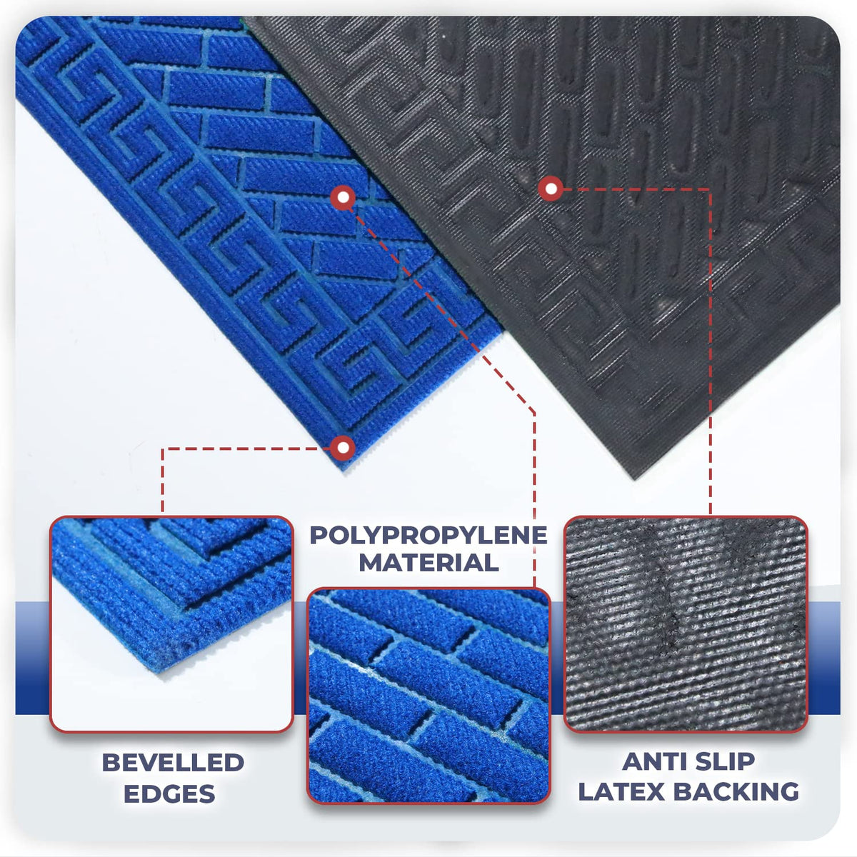 Polypropylene Outdoor mat for Entrance, Welcome mat floor mat, Blue