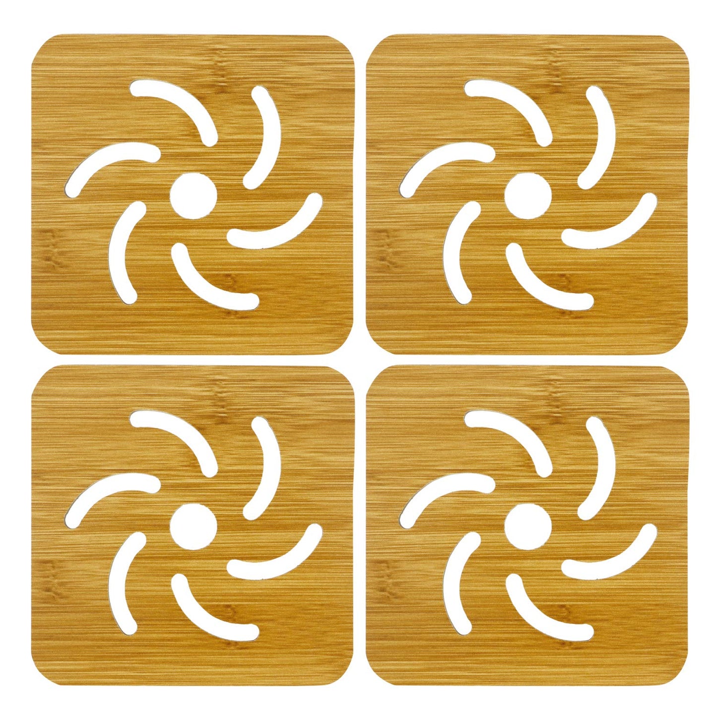 HOKIPO Bamboo Wooden Coasters for Home Pan Pot Holder for Dining Table Heat Pad for Kitchen - Pack of 2/4/6