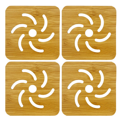 HOKIPO Bamboo Wooden Coasters for Home Pan Pot Holder for Dining Table Heat Pad for Kitchen - Pack of 2/4/6