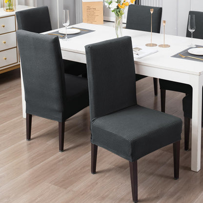 200 GSM Jacquard Set of 1/2/4/6 Dining Chair Cover, Dark Grey