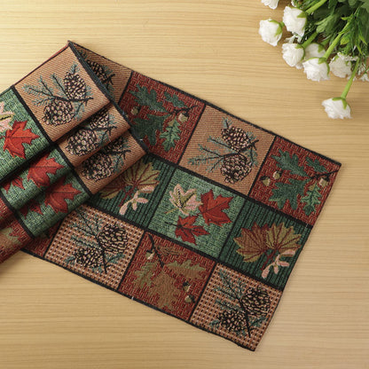 Cotton Jacquard Dining Table Mats, Multicolor Leaf