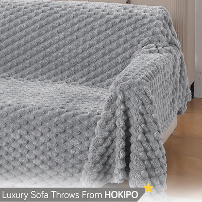 Luxury Rabbit Wool Plush Sofa Throw, Moon Grey