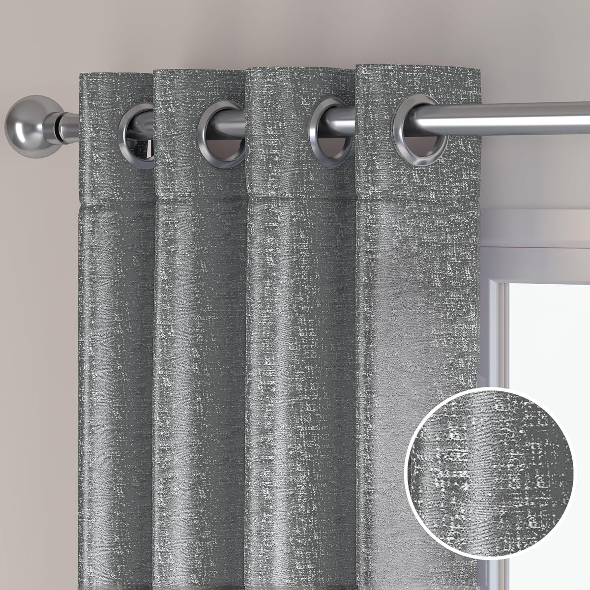HOKIPO Imperia Eyelet Curtains, 7 Feet Long - Muted Grey - image 7