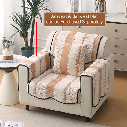 Luxury Wavy Anti Slip Plush Sofa Cover Mat, Desert Brown