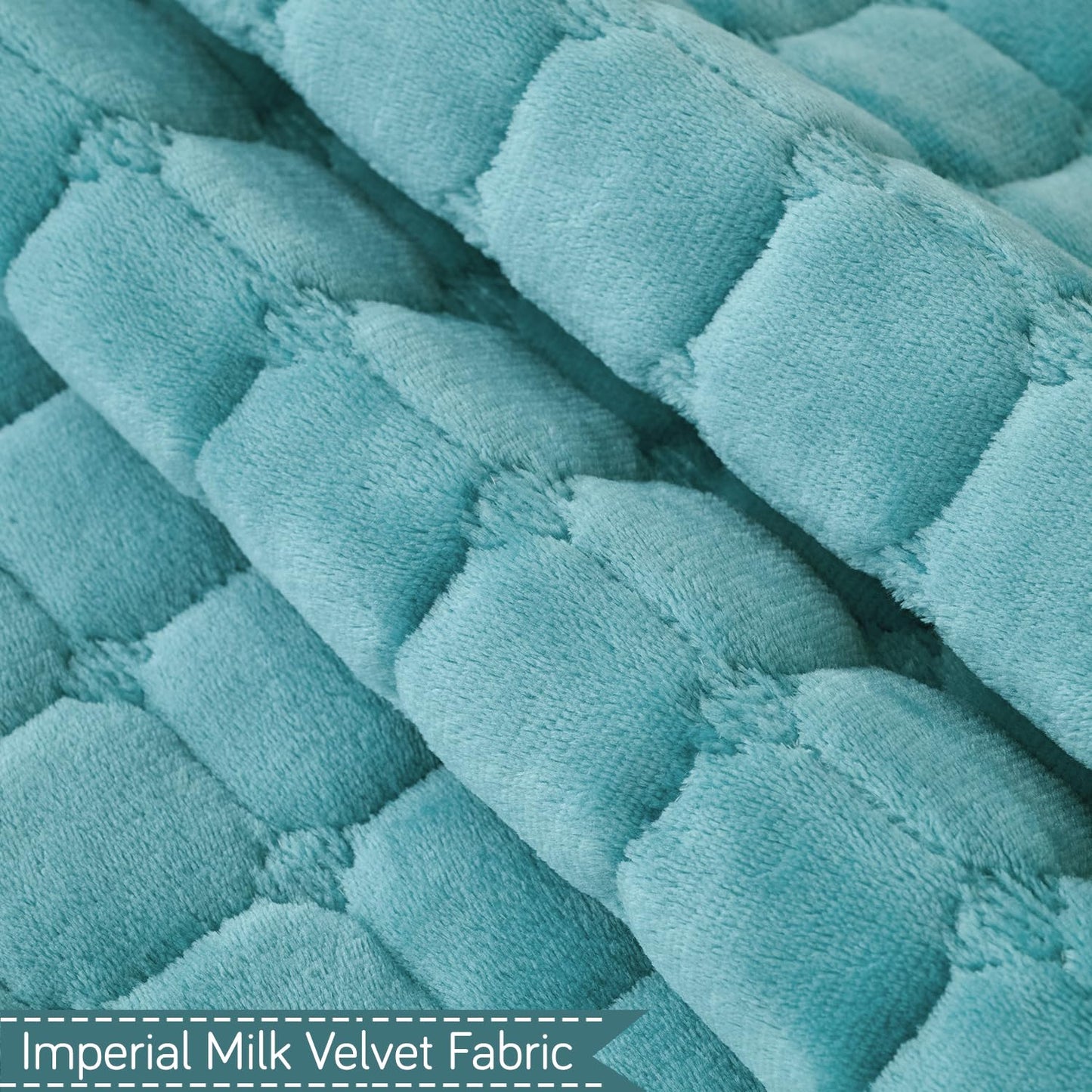 BelleLace Series Imperial Milk Velvet Sofa Cover Mat with Lace Design - Teal