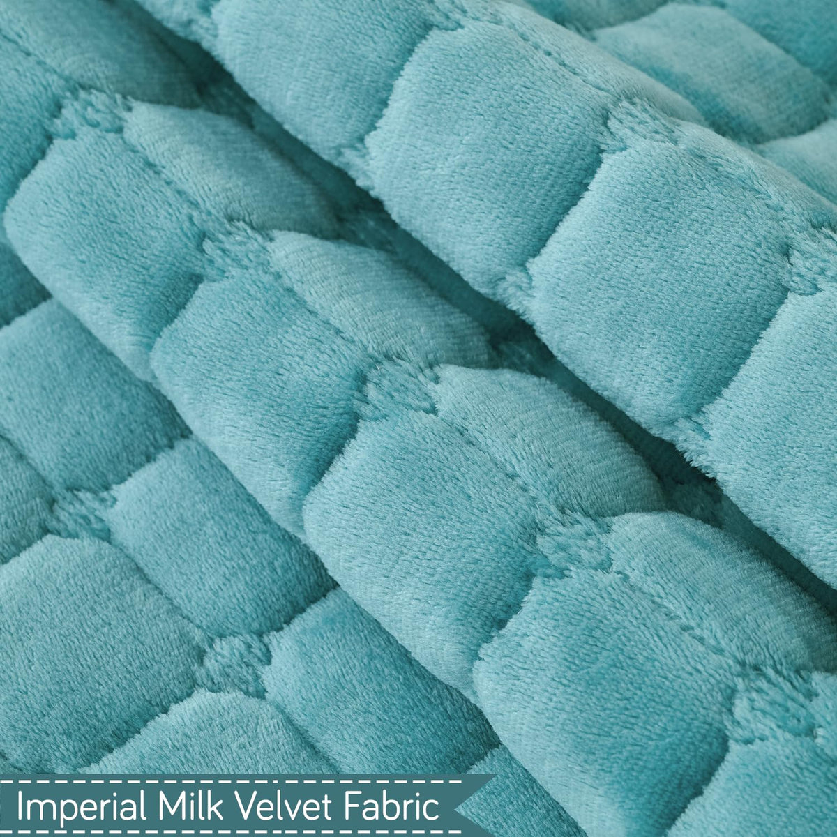 BelleLace Series Imperial Milk Velvet Sofa Cover Mat with Lace Design - Teal