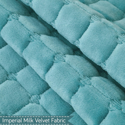 BelleLace Series Imperial Milk Velvet Sofa Cover Mat with Lace Design - Teal