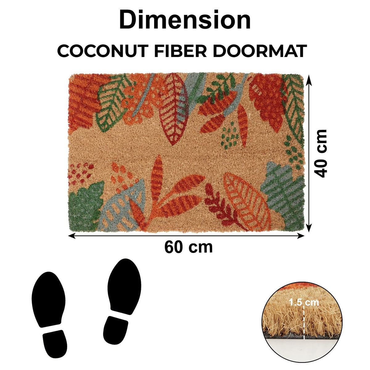 Coir Entrance Door Mat with Anti-Slip PVC Backing
