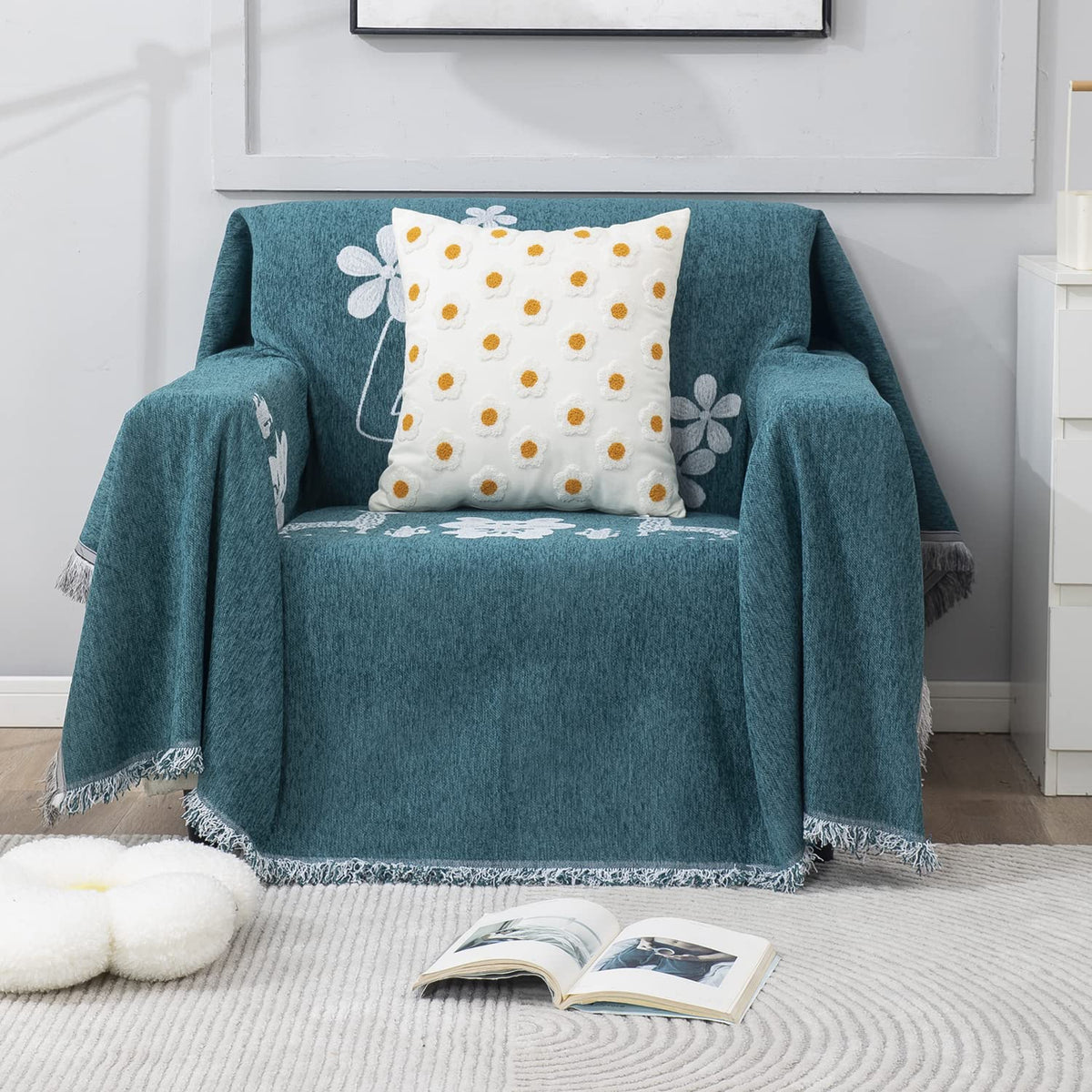 Thick, Soft and Pet Friendly Chenille Sofa Cover Throw,