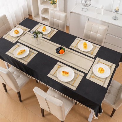 Chevron Stripes PVC Mats for Dining Table - Buttercream Beige