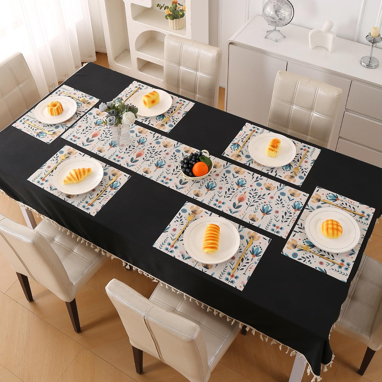 Artistic Flora PVC Washable Mats for Dining Table - Magnolia Champaca