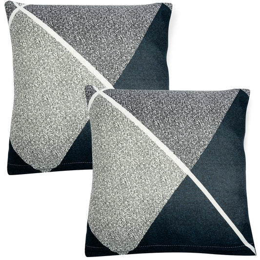 HOKIPO Stretchable Pack of 2 Cushion Cover 16x16, Blue Rhombus