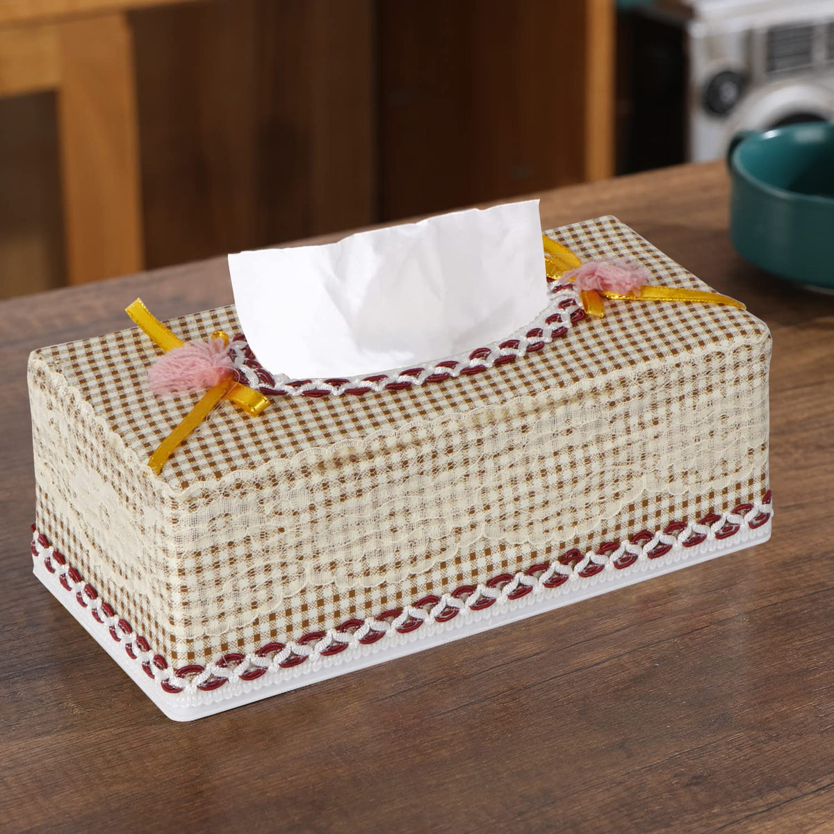 Plastic Tissue Paper Box Holder, Brown
