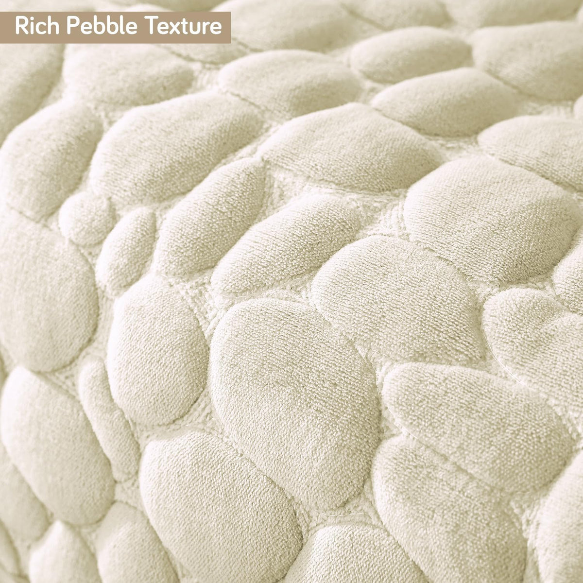 Premium Pebble Milk Velvet Anti Slip Sofa Mats, Bliss White