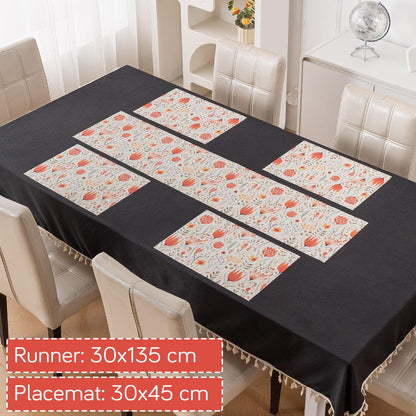 Artistic Flora PVC Washable Mats for Dining Table - Tulip Flora