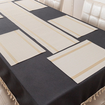 Chevron Stripes PVC Mats for Dining Table - Warm White