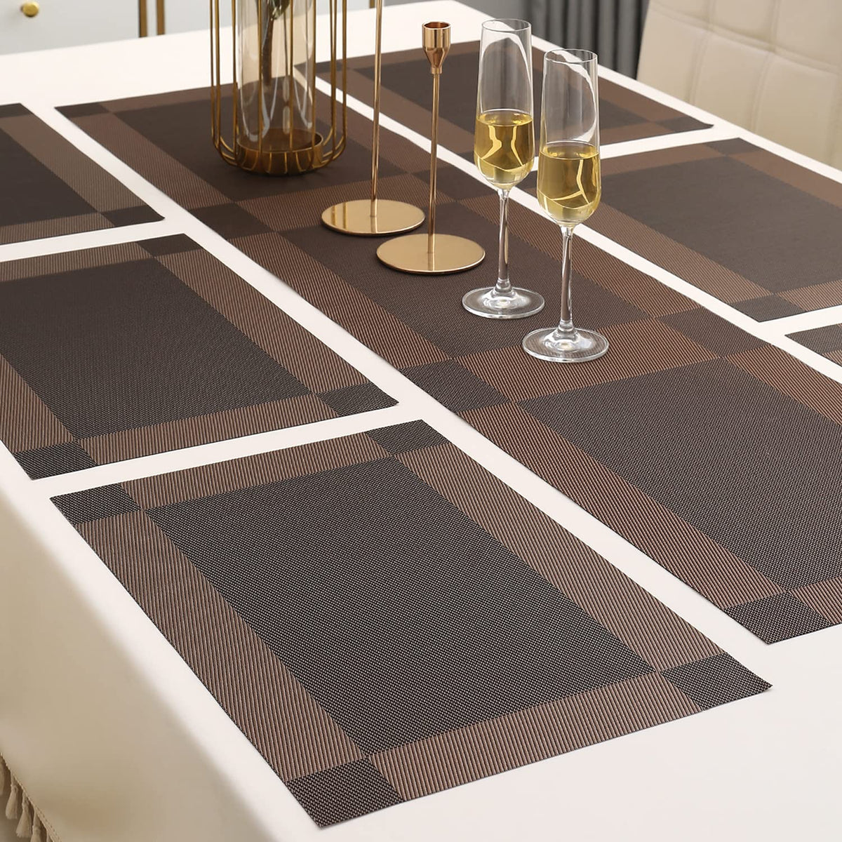 PVC Dining Table Mats, Dark Brown