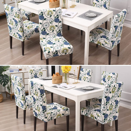Elastic Stretchable Dining Chair Cover, Blue Dandelion Flower