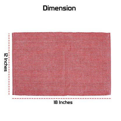 Ribbed Cotton Heat Resistant Dining Table Mat, Red