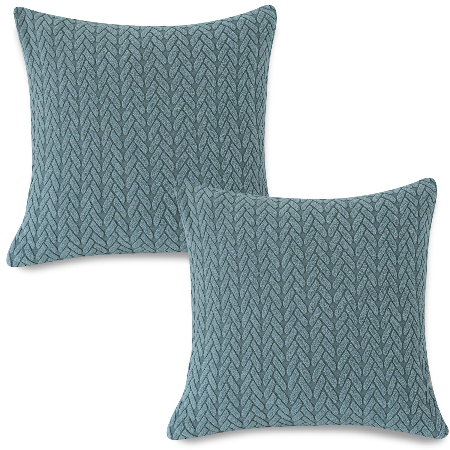 Premium Carolina Blue Colour Grid Texture Jacquard Cushion Cover | 18x18 Inch Size