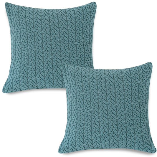 Premium Carolina Blue Colour Grid Texture Jacquard Cushion Cover | 18x18 Inch Size