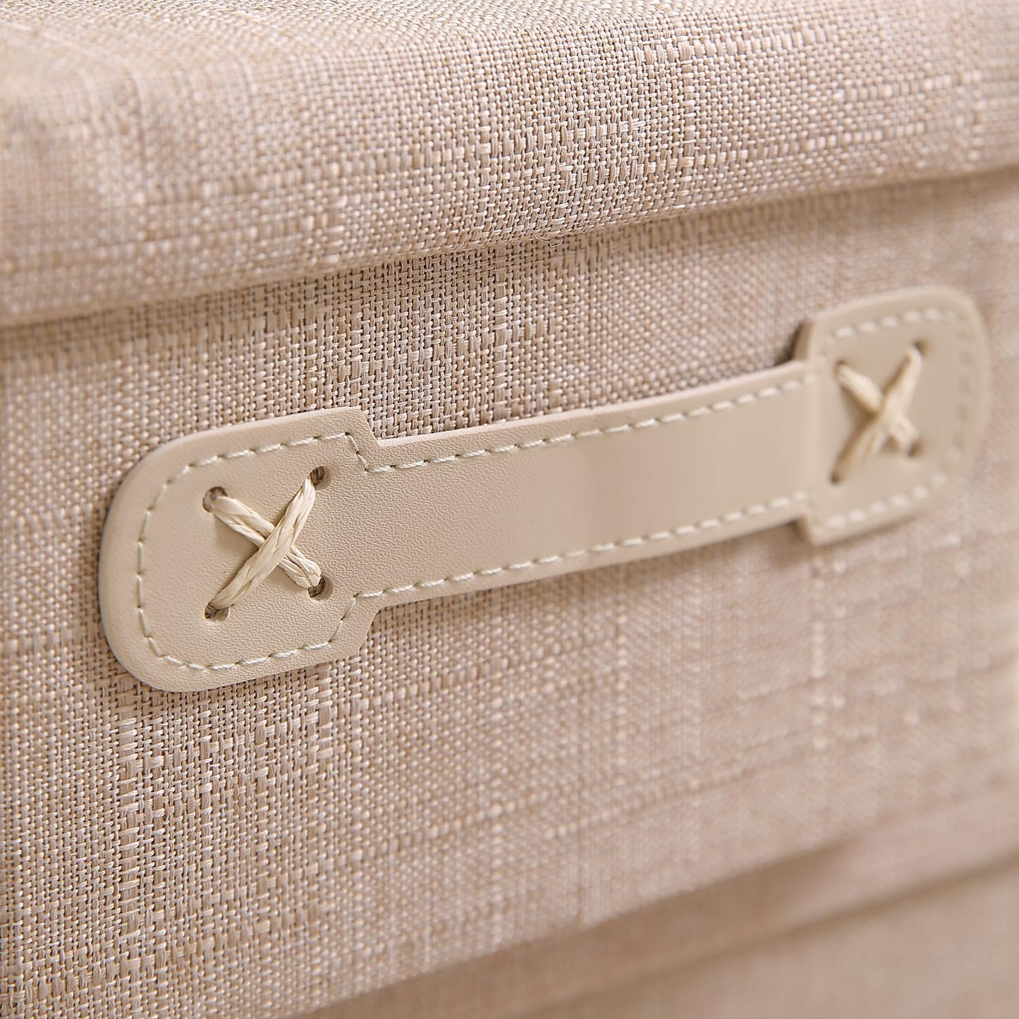 Organisers Storage Box with Lid, Beige, Pack of 1/2
