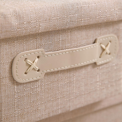 Organisers Storage Box with Lid, Beige, Pack of 1/2