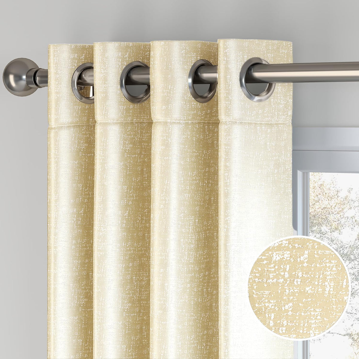 HOKIPO Imperia Eyelet Curtains, 7 Feet Long - Accent Beige - image 7