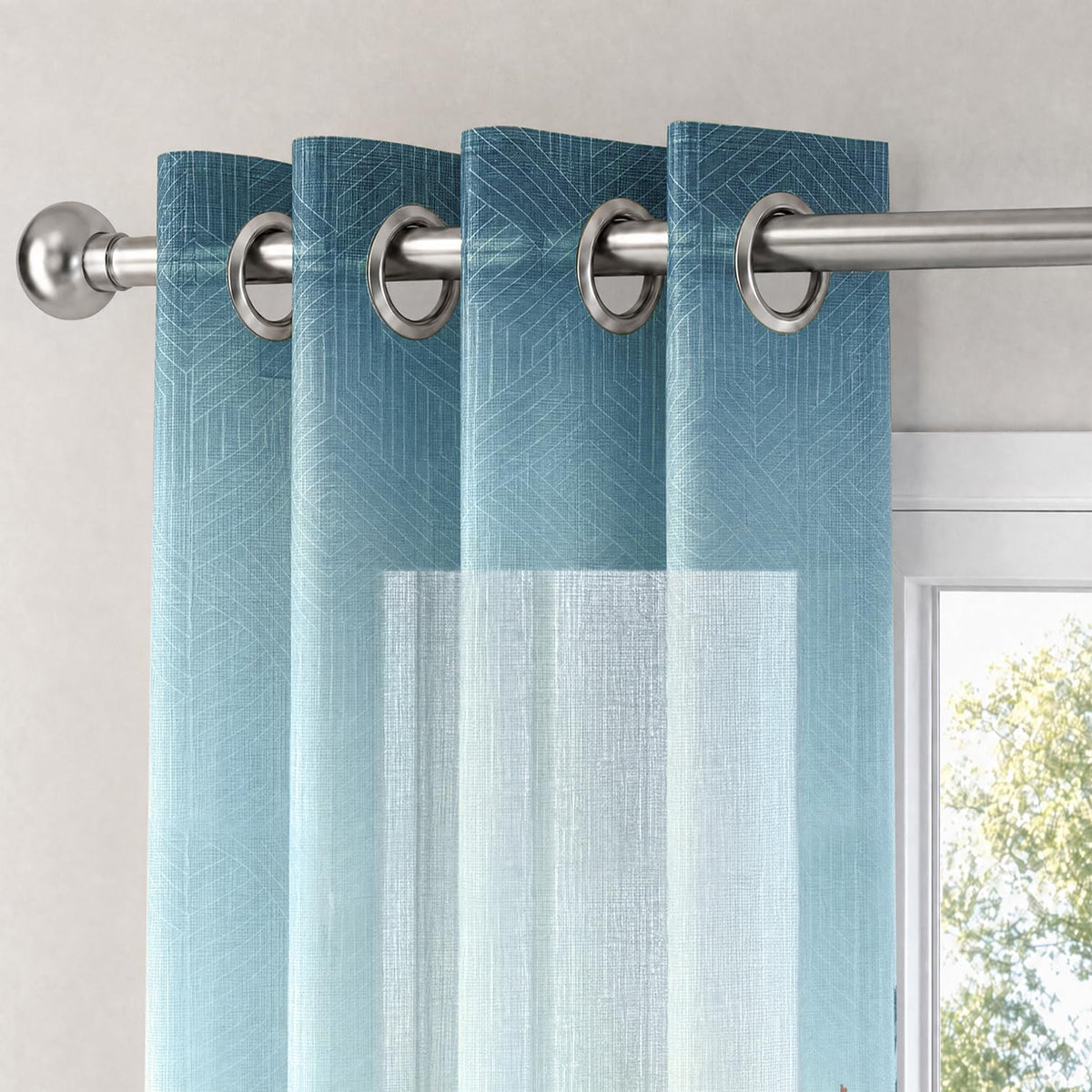 HOKIPO Petal Breeze Sheer Curtains, 7 Feet Long - Coral Drift - image 6