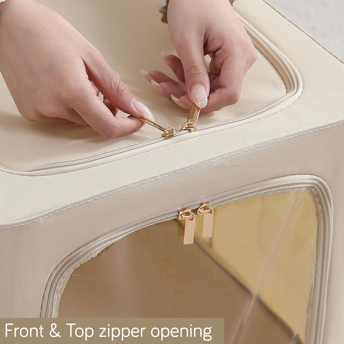 600D Oxford Fabric Wardrobe Organizer for Storage - Beige