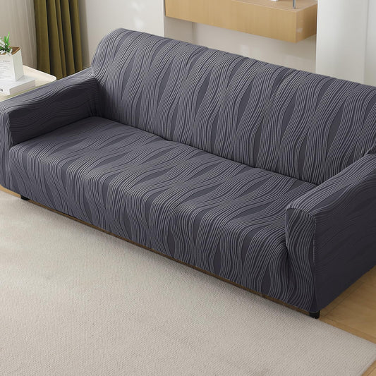 Nestiva Series 200gsm Knitting Jacquard Sofa Cover 1/2/3/4 Seater Fully Covered, Porpoise Grey