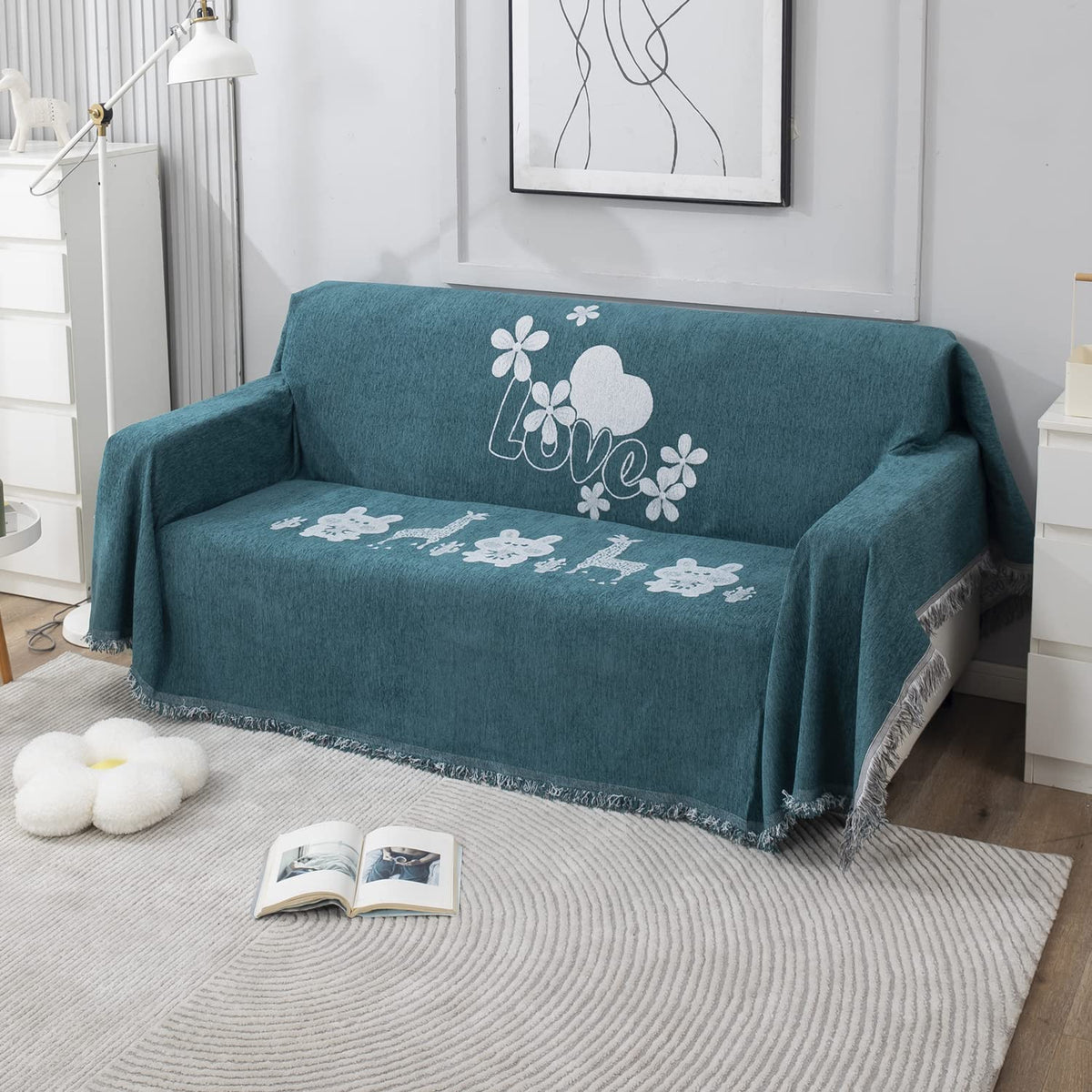 Thick, Soft and Pet Friendly Chenille Sofa Cover Throw,
