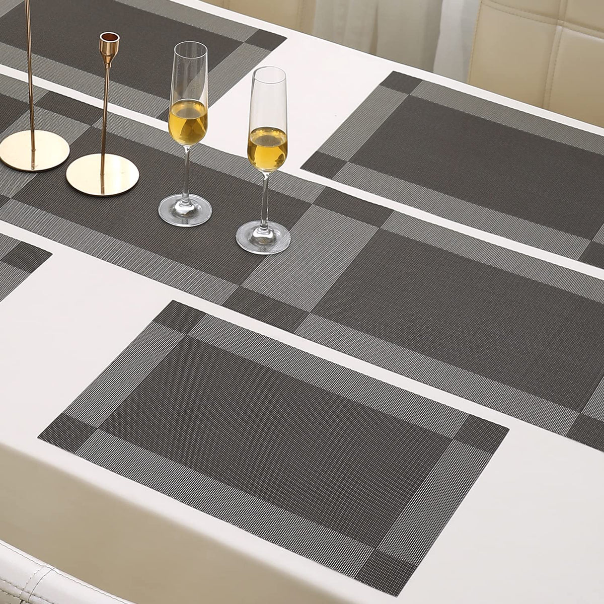 PVC Dining Table Mats, Dark Grey