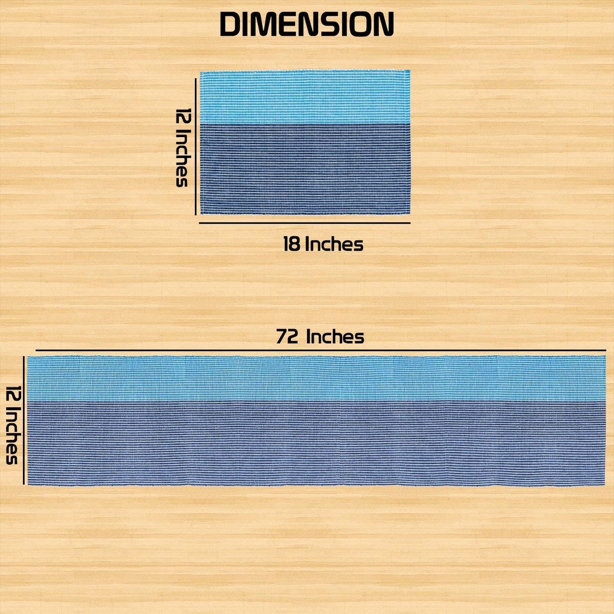 Ribbed Cotton Heat Resistant Dining Table Mat, Sky Blue