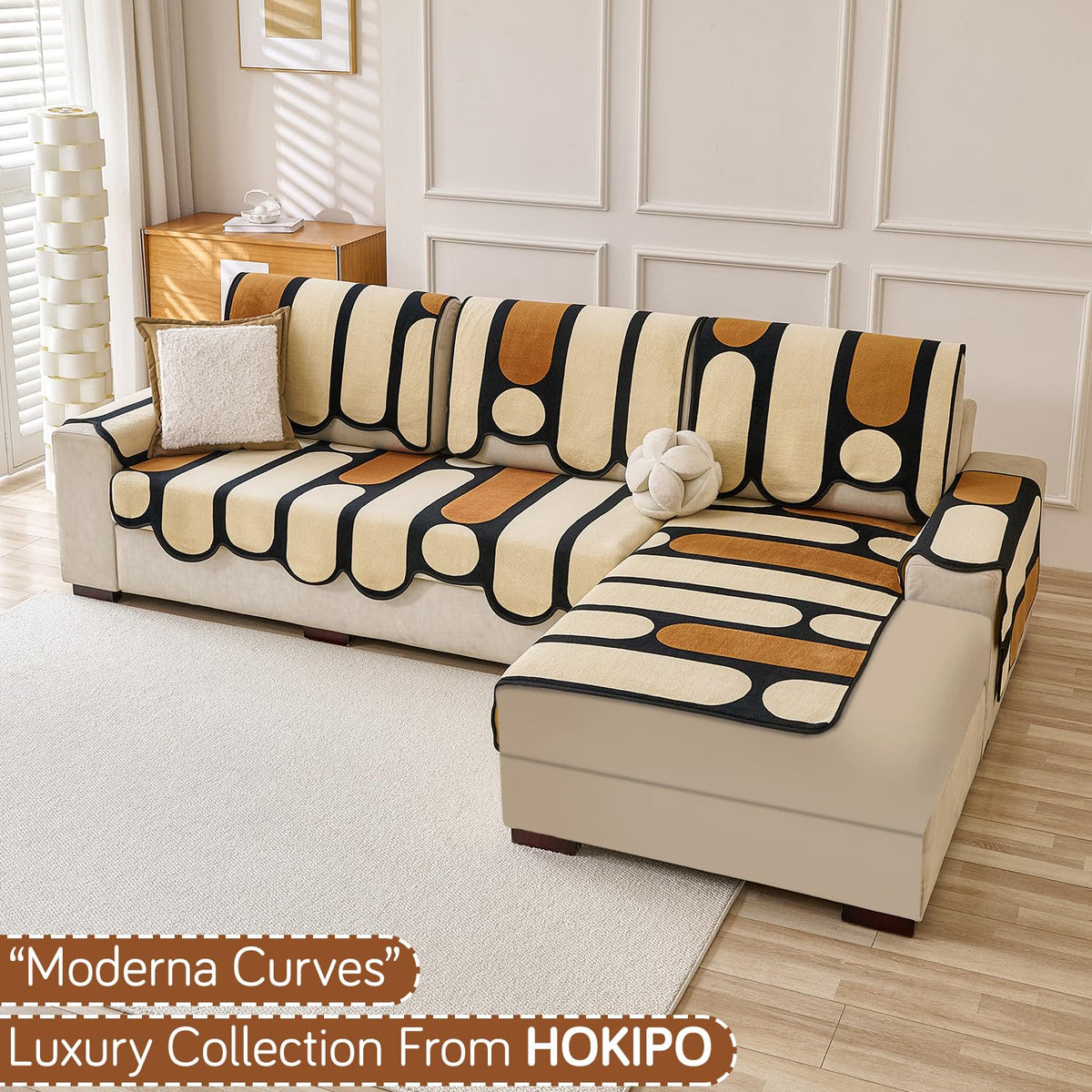 Moderna Curves L Shape Sofa Cover Seat Mat | HOKIPO