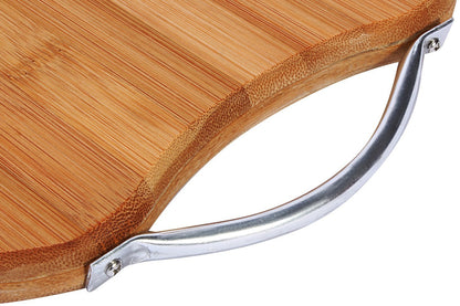 Circular Eco-Friendly Natural Bamboo/Wooden Chopping Cutting Board with Handle, 30 X 30cm