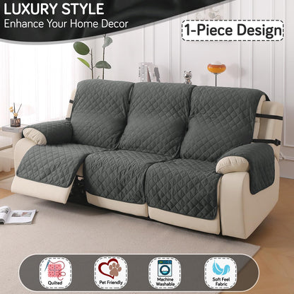 UrbanQuilt Recliner Sofa Slipcover Mat with Dual Belt for 1/2/3 Seater - Anchor Grey